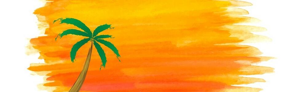 Orange swath background with palm tree