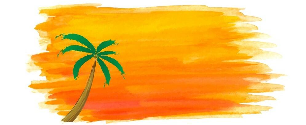 Orange swath background with palm tree