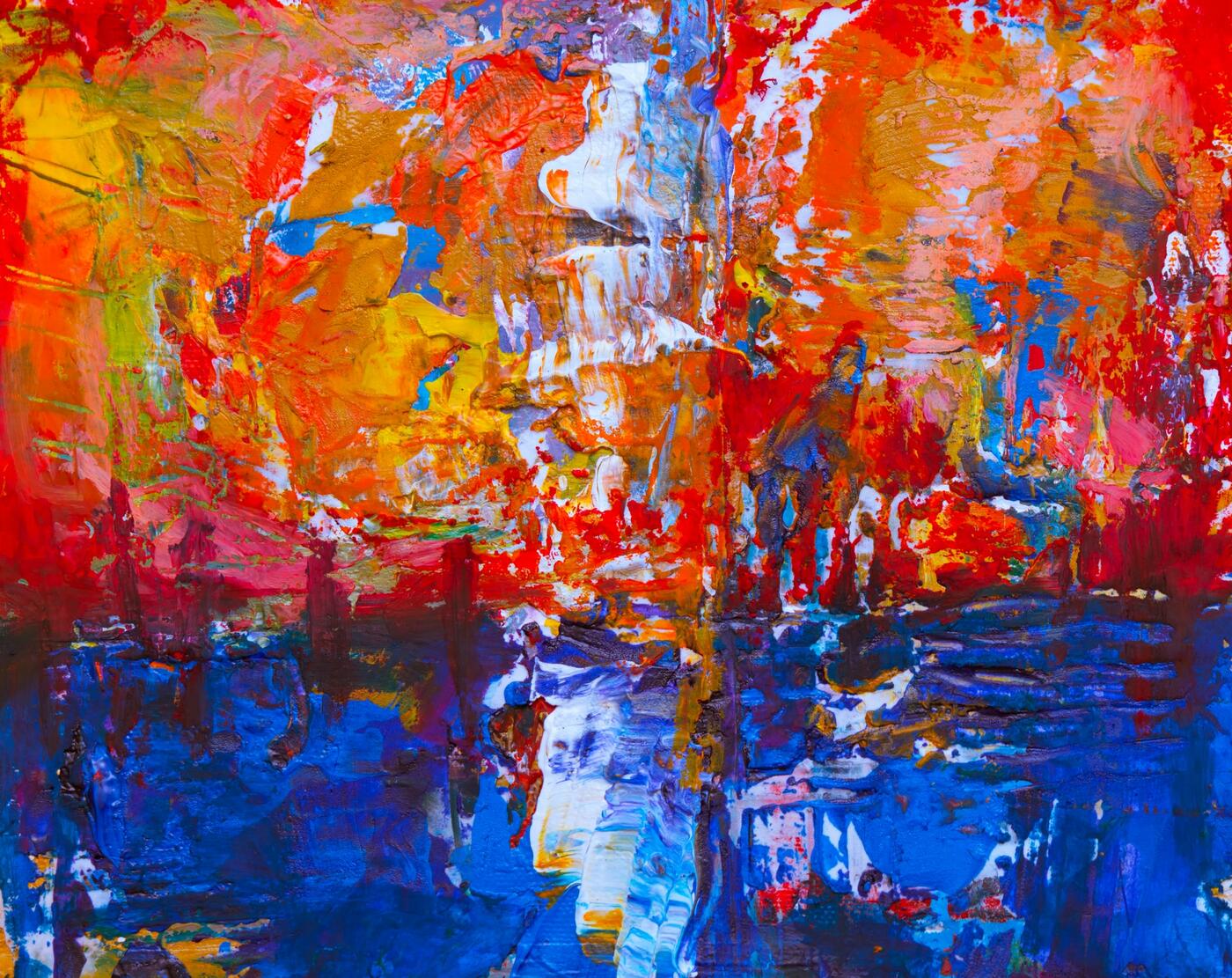 Abstract art in blue and red
